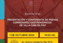 La Cámara de Turismo de Villa Carlos Paz invita a la Presentación y Conferencia de Prensa de los *Corredores Gastronómicos de Villa Carlos Paz.*